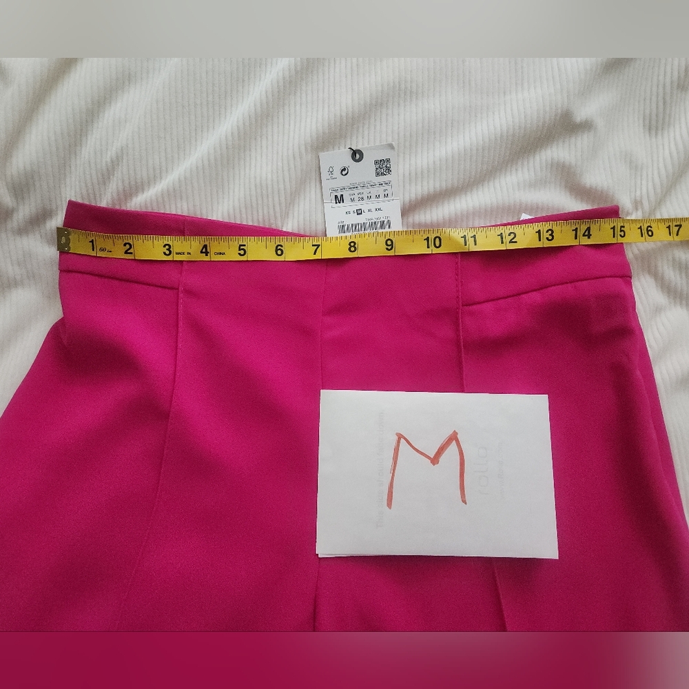 ZARA Zw co-ord set Tuxedo Collar Blazer Belted + Pants neon Fuschia Sz M BNWT - Picture 8 of 15